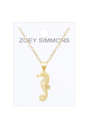 14k Gold Plated Sea Horse Pendant Necklace - GF