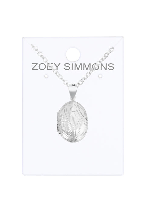 Sterling Silver Photo Locket Pendant Necklace - SS