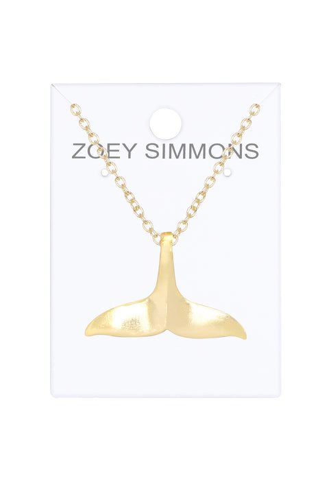 14k Gold Plated Whale Tail Pendant Necklace - GF