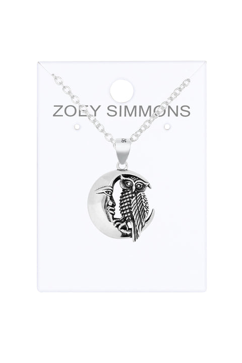 Moon & Owl Pendant Necklace - SF