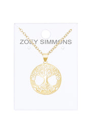 14k Gold Plated Tree Of Life Drop Pendant Necklace - GF