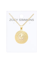 Aztec Sun Drop Pendant Necklace - GF