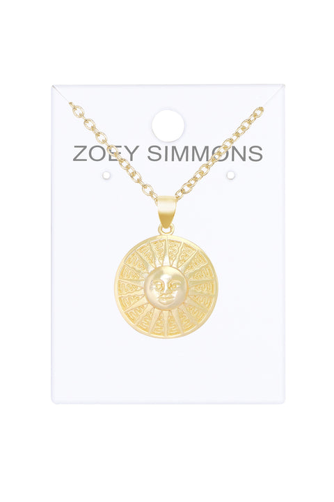 Aztec Sun Drop Pendant Necklace - GF