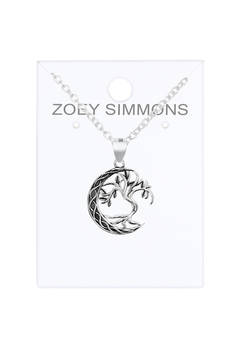 Moon & Tree Pendant Necklace - SF