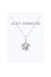 Sterling Silver 5/8" Moveable Turtle Pendant Necklace - SS