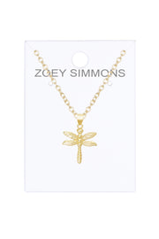 14k Gold Plated Dragonfly Pendant Necklace - GF