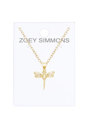 14k Gold Plated Dragonfly Pendant Necklace - GF