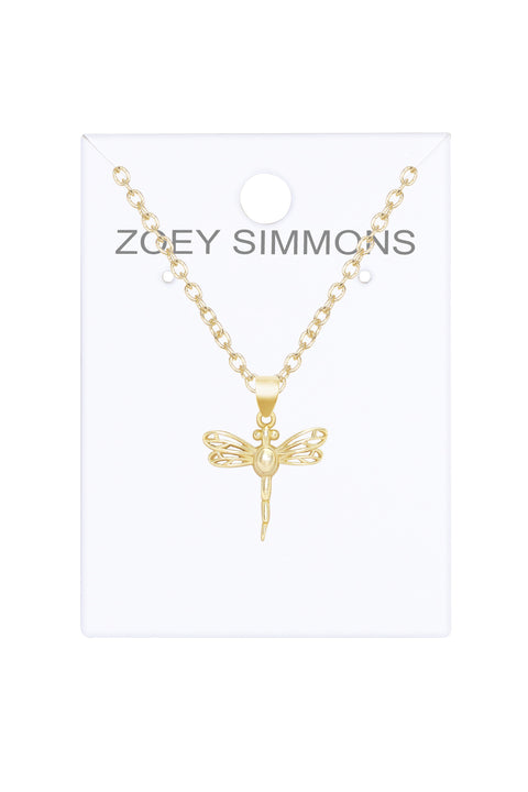 14k Gold Plated Dragonfly Pendant Necklace - GF