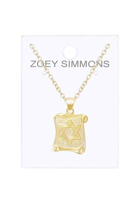 14k Gold Plated Star Of David Drop Pendant Necklace - GF