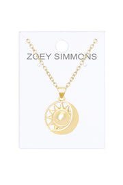 14k Gold Plated Sun & Moon Pendant Necklace - GF