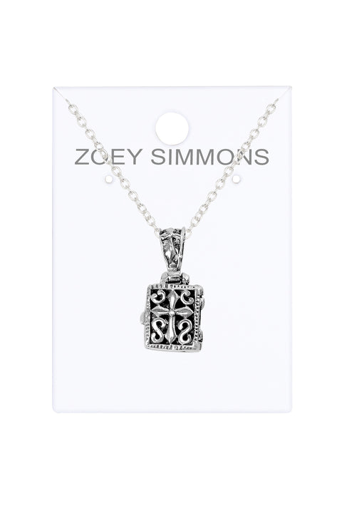 Sterling Silver Payer Book Locket Pendant Necklace - SS