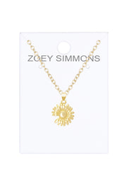 14k Gold Plated Sunflower Pendant Necklace - GF