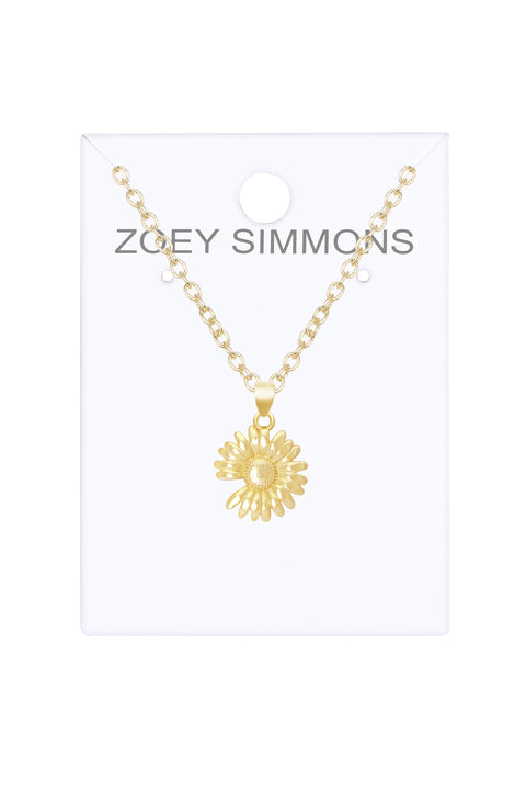 14k Gold Plated Sunflower Pendant Necklace - GF