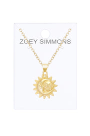 14k Gold Plated Sun & Moon Pendant Necklace - GF