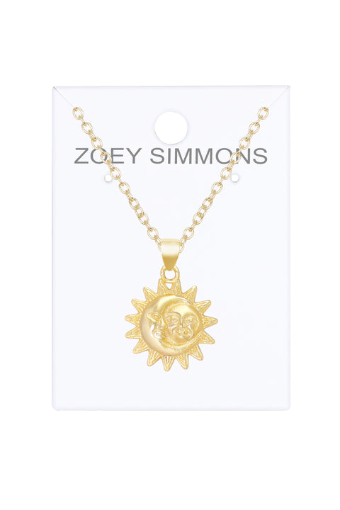 14k Gold Plated Sun & Moon Pendant Necklace - GF