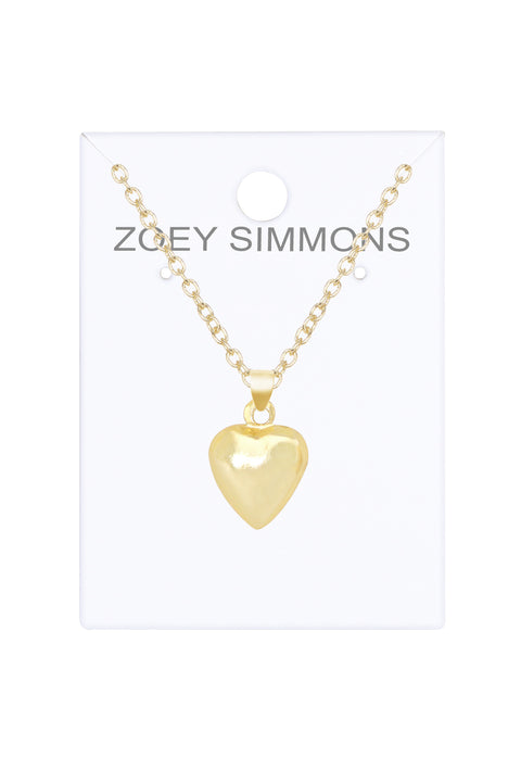 14k Gold Plated Polished Heart Pendant Necklace - GF