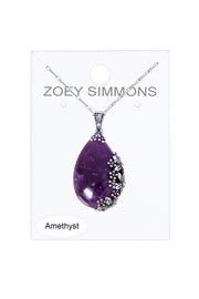 Amethyst Floral Pendant Necklace - SF