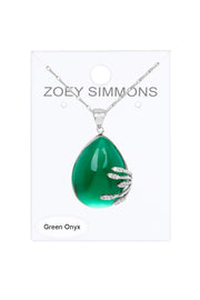 Green Onyx Floral Pendant Necklace - SF