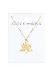 14k Gold Plated Lotus Pendant Necklace - GF