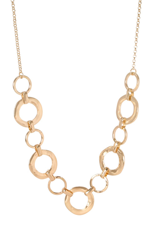 14k Gold Timeless Circle Link Statement Necklace - GP