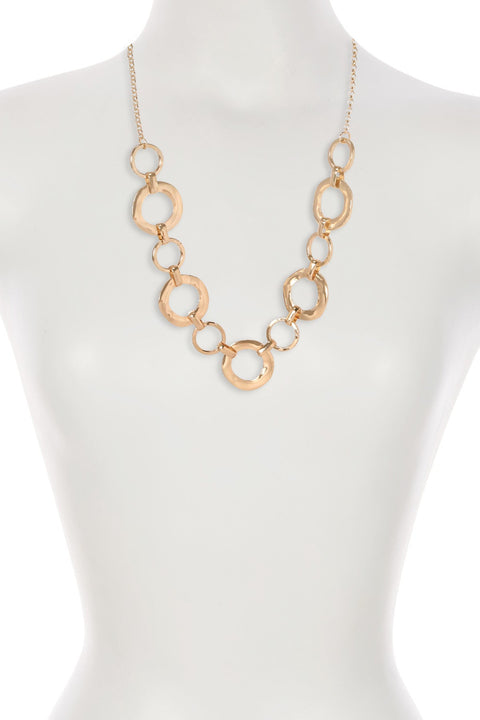 14k Gold Timeless Circle Link Statement Necklace - GP