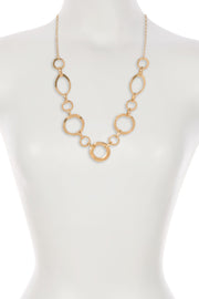 14k Gold Circle & Ellipse Link Statement Necklace - GP