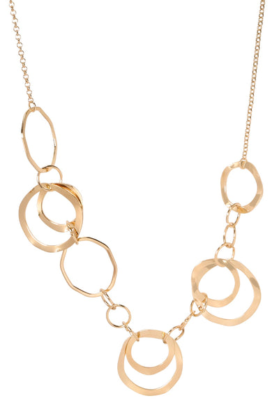 14k Gold Orbit Lines Statement Necklace - GP