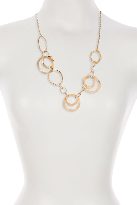 14k Gold Orbit Lines Statement Necklace - GP