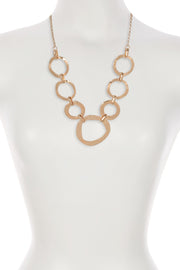14k Gold Hammered Halo Link Statement Necklace - GP