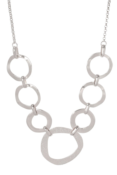 Hammered Halo Link Statement Necklace - SP