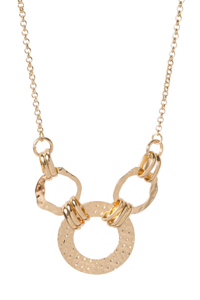 14k Gold Hammered Halo Statement Necklace - GP