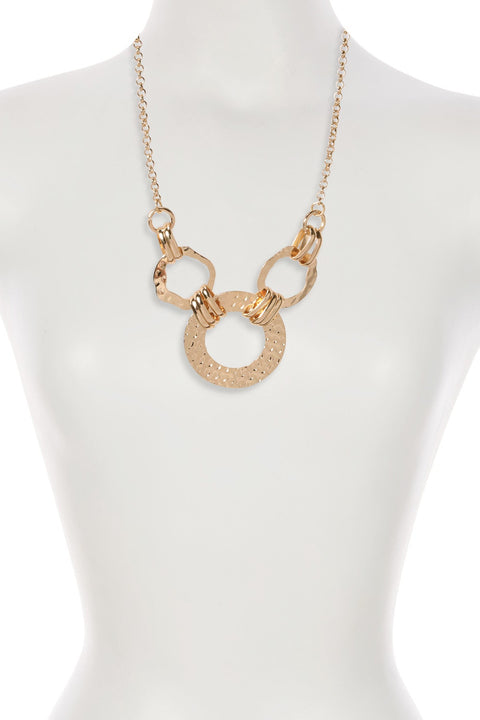 14k Gold Hammered Halo Statement Necklace - GP