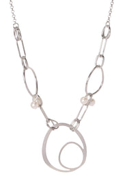 Faux Pearl & Orbit Lines Statement Necklace - SP