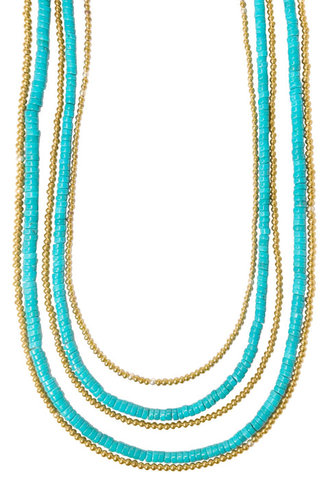 Turquoise Multi Strand Layered Necklace - GF