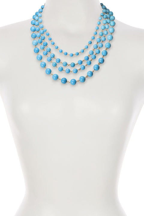 Turquoise Multi Strand Layered Necklace - GF