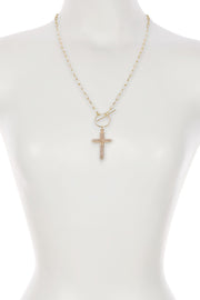 Austrian Crystal Cross Pendant Necklce - GF