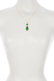 Emerald Crystal Hanging Pendant Necklace - GF