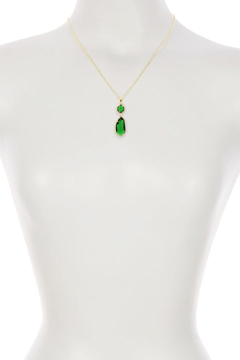 Emerald Crystal Hanging Pendant Necklace - GF