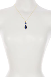 London Blue Crystal Hanging Pendant Necklace - GF