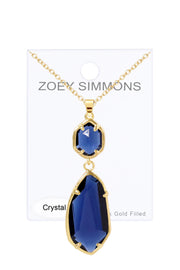 London Blue Crystal Hanging Pendant Necklace - GF