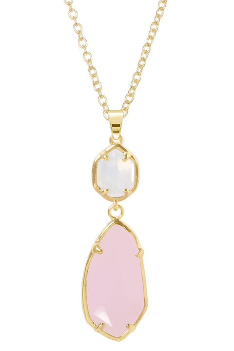 Rose Crystal Hanging Pendant Necklace - GF