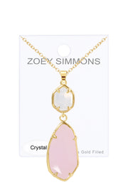 Rose Crystal Hanging Pendant Necklace - GF