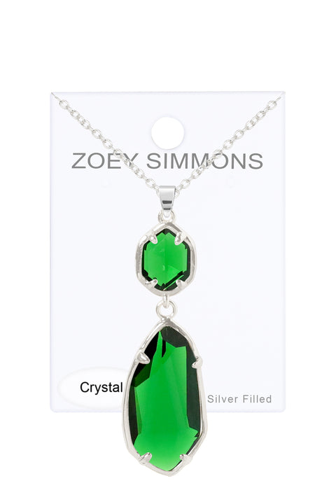 Emerald Crystal Hanging Pendant Necklace - SF