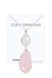 Rose Crystal Hanging Pendant Necklace - SF