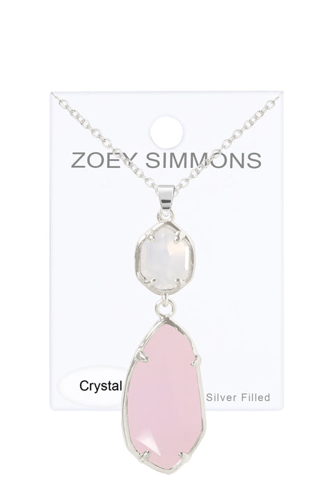 Rose Crystal Hanging Pendant Necklace - SF