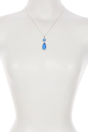Swiss Blue Crystal Hanging Pendant Necklace - SF