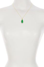Green Chalcedony Crystal Fancy Cut Pendant Necklace - GF