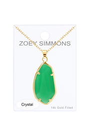 Green Chalcedony Crystal Fancy Cut Pendant Necklace - GF