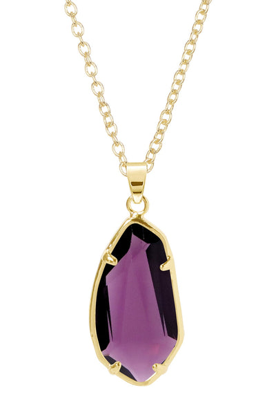 Lavender Crystal Fancy Cut Pendant Necklace - GF