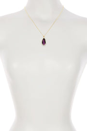 Lavender Crystal Fancy Cut Pendant Necklace - GF